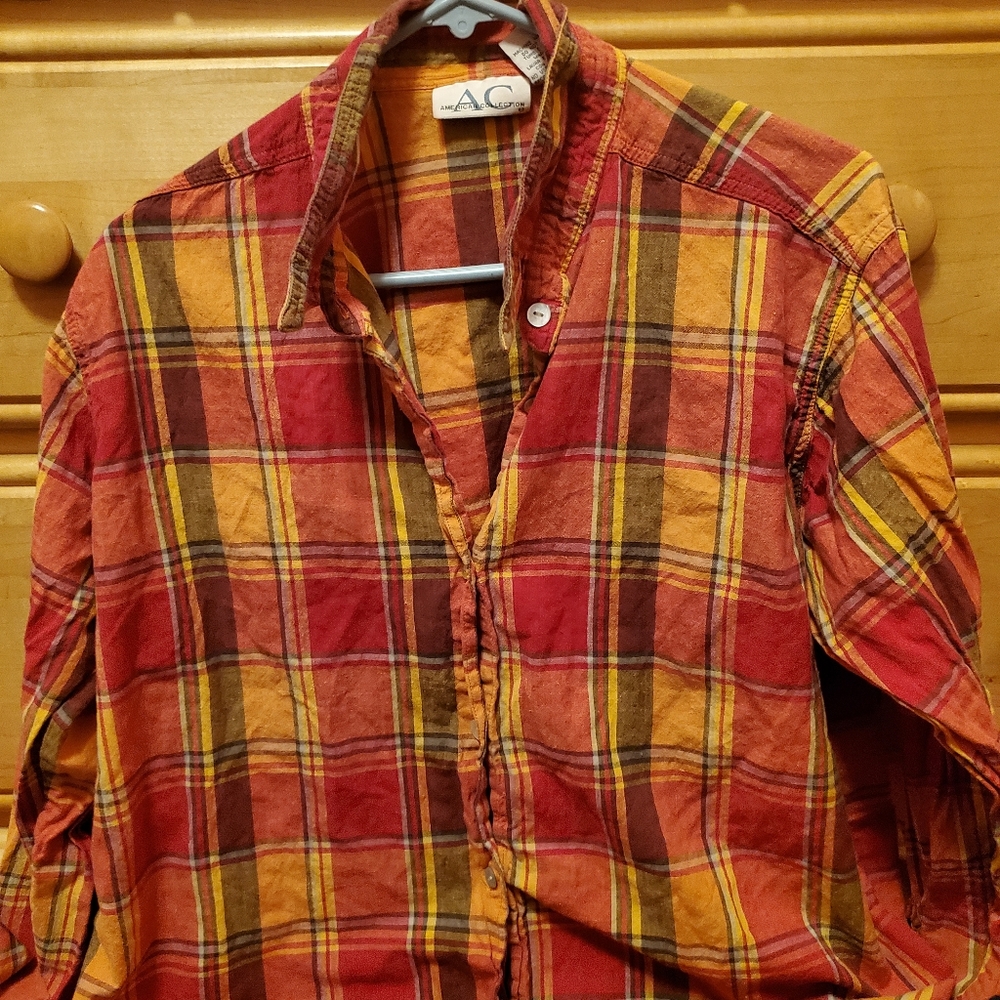 Orange and Red American Collection Button-Down